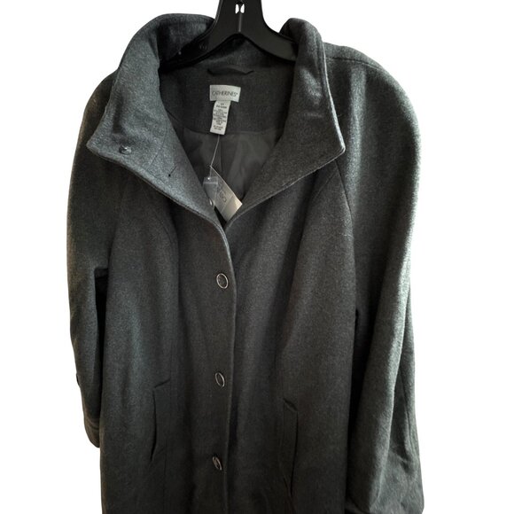 Catherines Womens Dark Gray Coat 2X Wool Blend With Tags - Picture 3 of 6